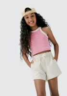 Regata Cropped Infantil Em Ribana Canelada