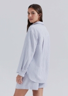 Camisa Feminina Manga Longa Oversized Com Linho