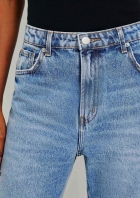 Calça Jeans Básica Feminina Reta Cintura Baixa Marmorizada