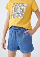 Shorts Jeans Infantil Menina Com Bolsos