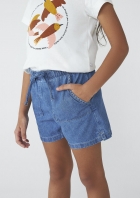 Shorts Jeans Infantil Menina Com Bolsos