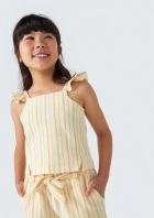 Regata Cropped Básica Infantil Menina Em Fio Tinto