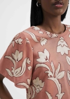 Blusa Feminina Estampada Manga Evasê Em Viscose Creponada