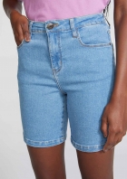 Bermuda Jeans Feminina Cintura Alta Ciclista