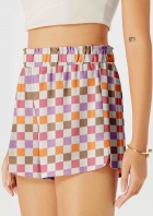 Shorts Feminino Estampado Em Linho - Roxo