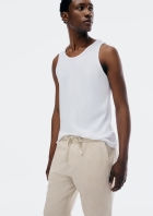 Calça Masculina Reta Com Linho