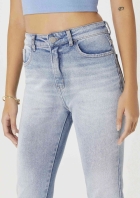 Calça Jeans Feminina Slim Cintura Alta Com Fenda Lateral