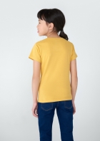 Blusa Básica Infantil Menina Manga Curta Slim Com Bordado Coração