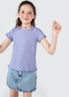 Blusa Manga Curta Infantil Menina Em Ribana