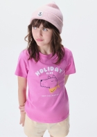 Blusa Infantil Menina Manga Curta Com Estampa