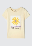 Blusa Infatil Menina Manga Curta Estampada-amarelo