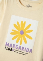 Blusa Infatil Menina Manga Curta Estampada-amarelo