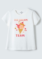 BLUSA INFANTIL MENINA MANGA COM ESTAMPA - OFF-WHITE