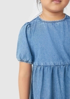 Vestido Jeans Infantil Com Manga Bufante