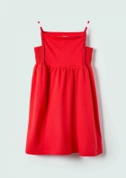 Vestido Infantil Toddler Com Decote Quadrado - VERMELHO