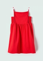 Vestido Infantil Toddler Com Decote Quadrado - VERMELHO