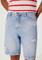 Bermuda Jeans Masculina Com Puídos