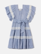 Vestido Com Recortes Infantil Azul Anime