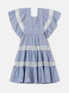 Vestido Com Recortes Infantil Azul Anime