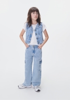 Colete Jeans Infantil Menina Barra Desfiada