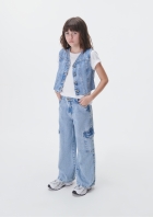 Colete Jeans Infantil Menina Barra Desfiada