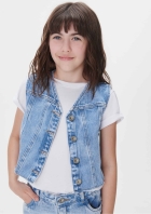 Colete Jeans Infantil Menina Barra Desfiada