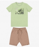 Conjunto Infantil Camiseta Com Bermuda Trick Nick Verde