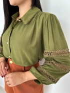 Camisa Renda Manga Longa Gatabakana