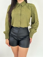Camisa Linho Bordada Gatabakana