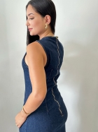 Vestido Jeans Justo Super Midi - CityBlue