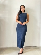 Vestido Jeans Justo Super Midi - CityBlue