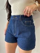 Short Com Cristais Cós Alto CityBlue