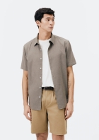 Camisa Masculina Manga Curta Slim Com Linho