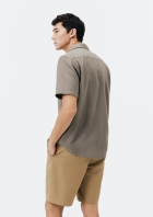 Camisa Masculina Manga Curta Slim Com Linho
