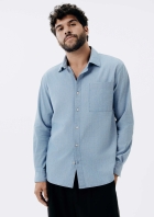 Camisa Masculina Regular em Jeans