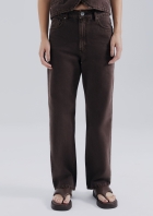 Calça De Sarja Feminina Estonada Cintura Média