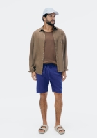 Bermuda Masculina Reta Com Linho