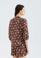Blusa Feminina Decote V Estampada Manga Bufante