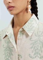 Camisa Feminina Manga Curta Estampada Em Viscolinho