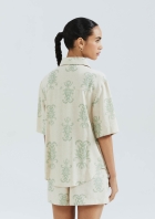 Camisa Feminina Manga Curta Estampada Em Viscolinho