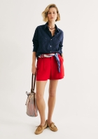 Shorts Feminino Reto Em Linho