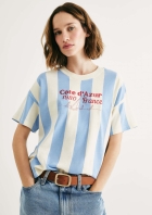 Camiseta Feminina Listrada Em Malha de Algodão