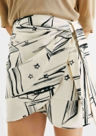 Saia Pareô Cintura Alta Estampada