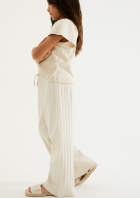 Calça Infantil Menina Em Ribana Com Linho