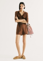 Shorts Feminino Em Peach Touch Com Cinto