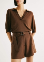 Shorts Feminino Em Peach Touch Com Cinto