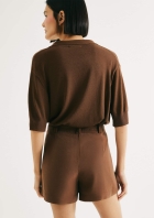 Shorts Feminino Em Peach Touch Com Cinto