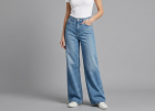 Cal&ccedil;a Jeans Feminina Wide Leg Cropped Cintura Alta