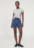 Bermuda Jeans Feminina Mom Cintura Alta