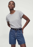 Bermuda Jeans Feminina Mom Cintura Alta